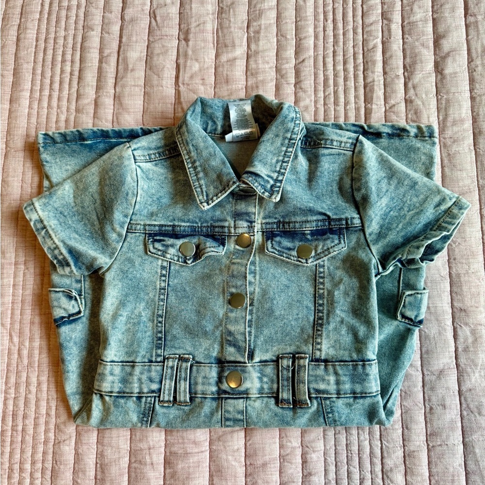 Rachel Zoe Kids Denim Cargo Dress Size 7 - Picture 5 of 7